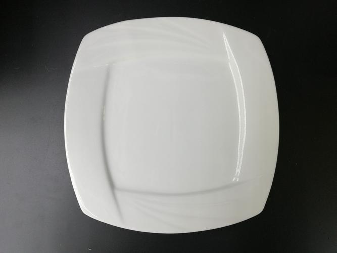 日用品陶瓷盘子餐具10寸正方错角三纹盘